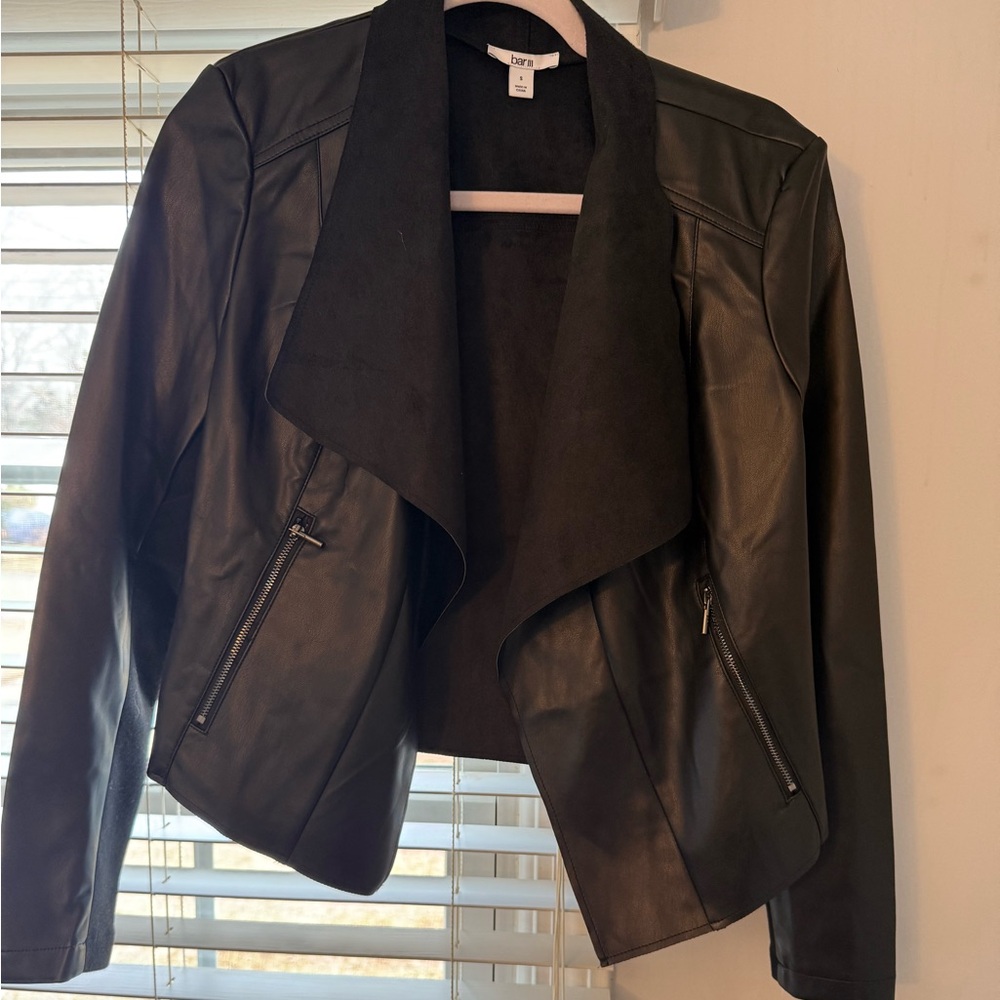 Faux leather bomber jacket
